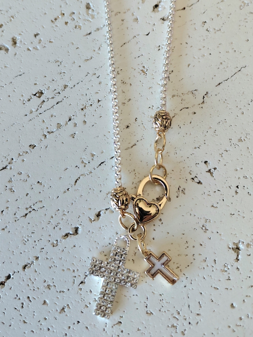 Gold-Tone Double Cross Pendant Necklace - Women Jewelry